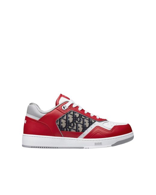 Dior Schuine Lederen Sneakers in het Red voor heren