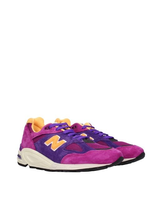 New Balance Purple Sneakers 990 Uomo Camoscio Viola/Giallo for men