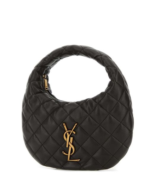 Saint Laurent Black Charcoal Nappa Leather Icarino Shoulder Bag