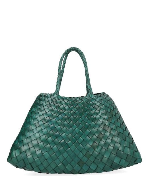Dragon Diffusion Green Santa Croce Small Woven Leather Bag