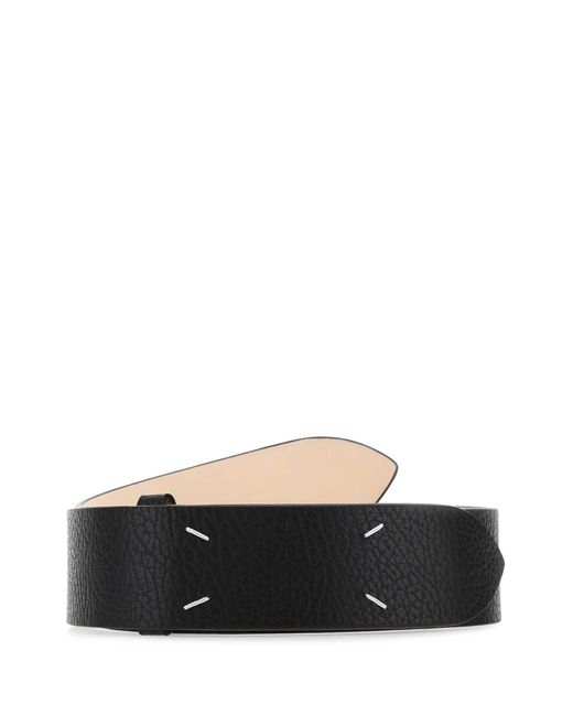 Maison Margiela Black Textured Calf Leather Regular Belt