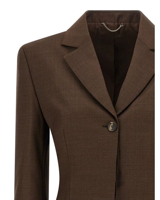 Magda Butrym Brown 03' Single-Breasted Wool Blazer