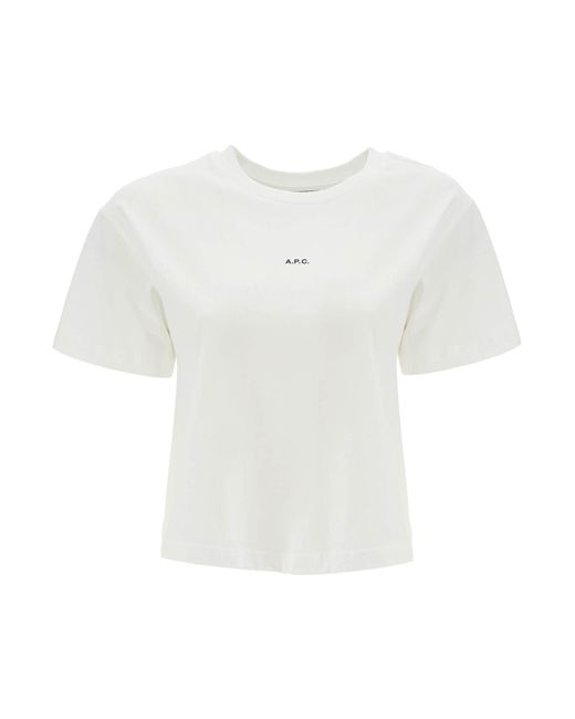 A.P.C. Frauen's Bio -Baumwollwatte weiß, kastengeschnittenes T -Shirt mit mikrogestickten Logo Gets in White für Herren