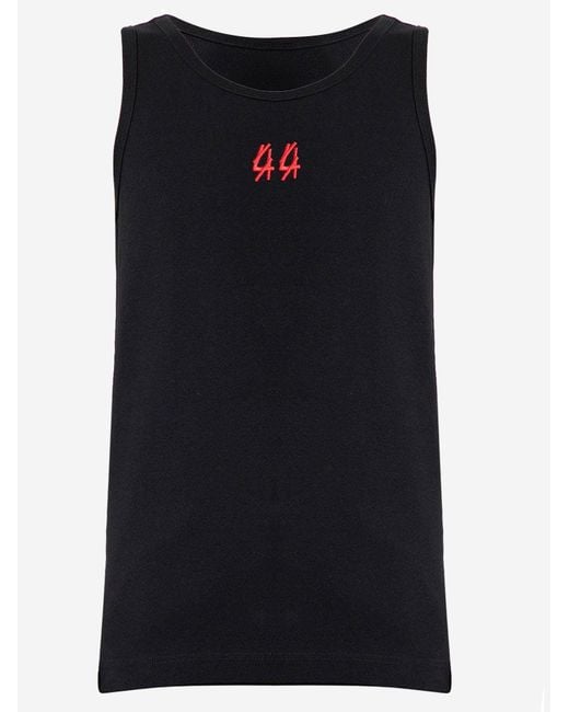 44 Label Group Black Stretch Cotton Ribbed Tank Top