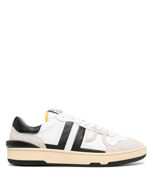 Lanvin White Jl Low-Top Sneakers Mit Einsätzen Aus Leder Und Wildleder