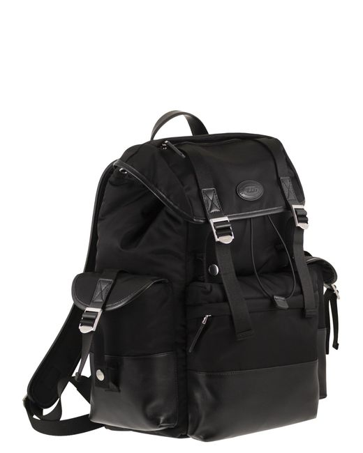 Tod's Mittelgroßer Rucksack aus Stoff und Leder in Black für Herren