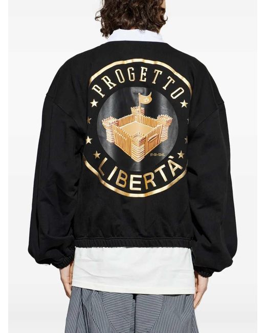 PDF Black Cotton Graphic Sweatshirt for men