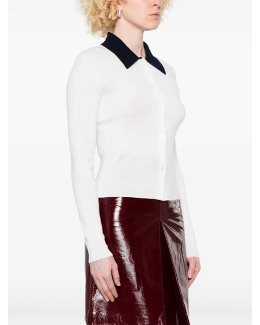 Self-Portrait Zelfportret Wol Vest Met Contrastkraag in het White