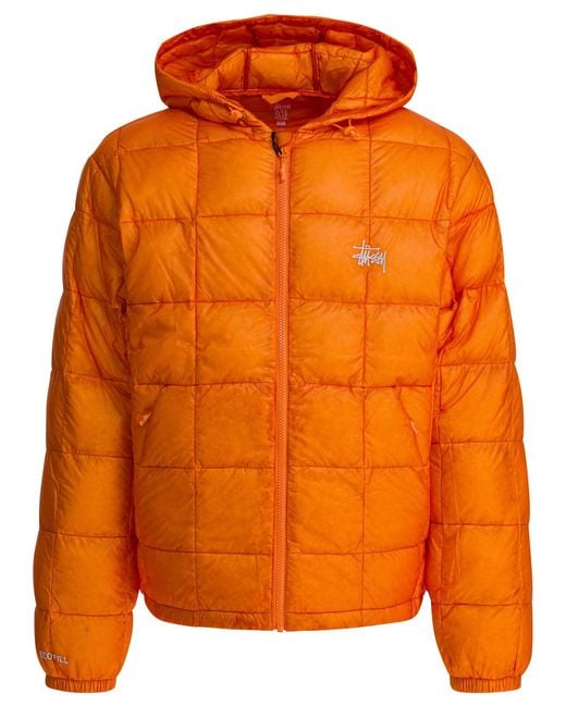 Stussy Orange Midweight Hooded Puffer for men
