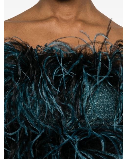 Oseree Green Fluffy Mini Dress