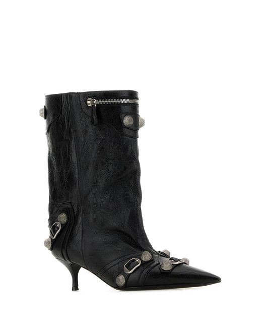 Balenciaga Black Lamb Leather Wide Ankle Boots