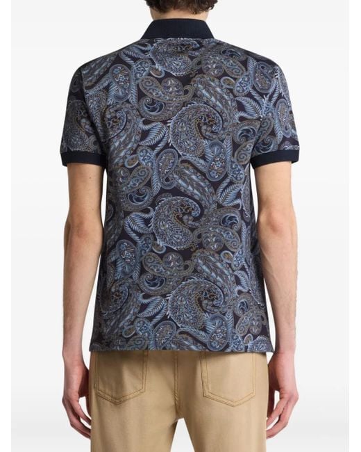 Etro Brown Paisley Print Polo