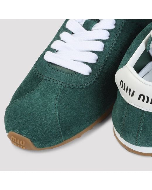 Miu Miu Green Lace Up Sneakers