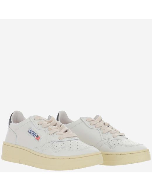 Autry White Perforated Leather Sneakers With Contrast Heel Tab And Logo Detail