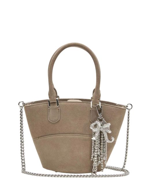 Self-Portrait Gray Self Portrait Suede Charm Tote