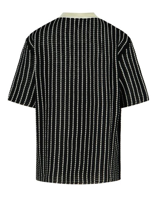 Jil Sander Black 'Crochet' Cotton T-Shirt for men