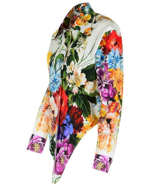 Dolce & Gabbana Multicolor Floral Crop Shirt