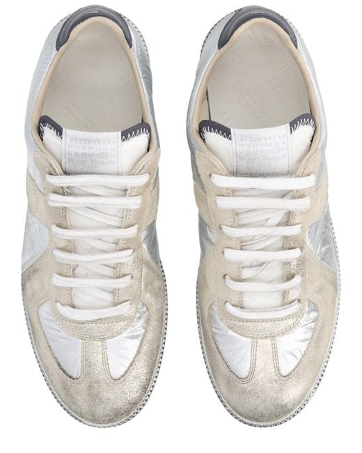 Maison Margiela White Low-Top Sneakers With Distressed Panels for men