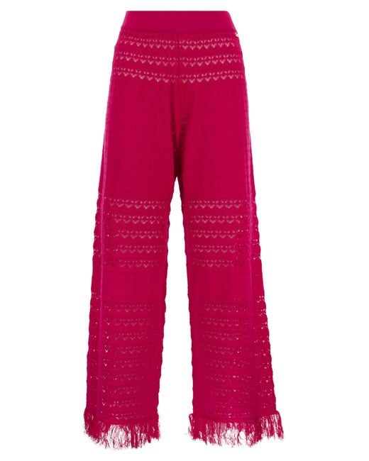 Lace Lace Stitch Palazzo pantalon Elisabetta Franchi en coloris Red