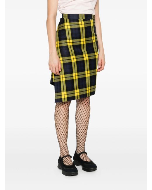 Vivienne Westwood Yellow Asymmetrischer Infinity Midirock Mit Check