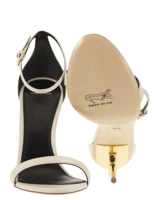 Sandales en cuir avec talon de logo Elisabetta Franchi en coloris Metallic