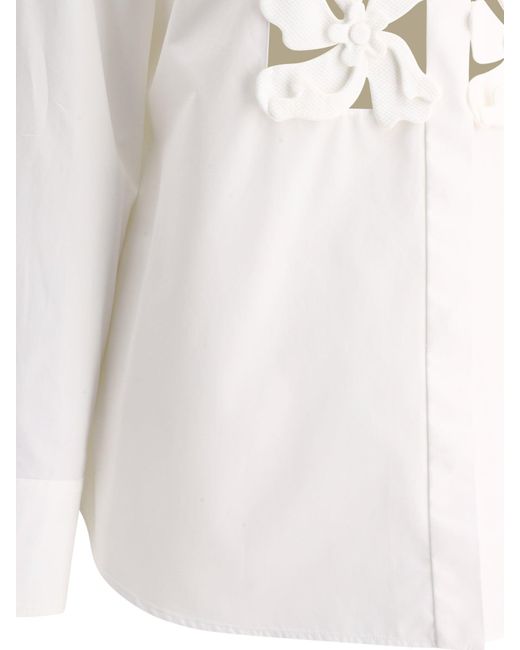 Camicia con ricamo di ibisco di Valentino in White