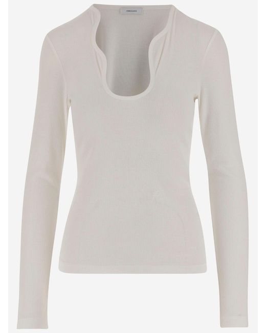 Ferragamo White Baumwolltop mit geformtem Ausschnitt