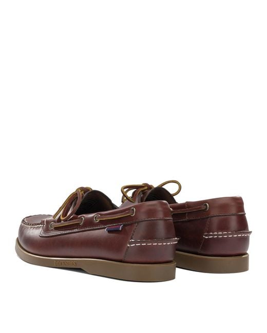 Sebago Brown "Dockside Portland Waxed" Lace-Up Loafers