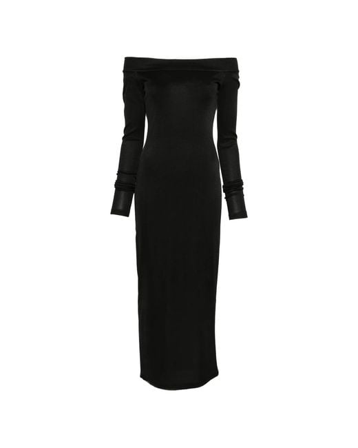 ANDAMANE Black Talia Off Shoulder Midi Dress
