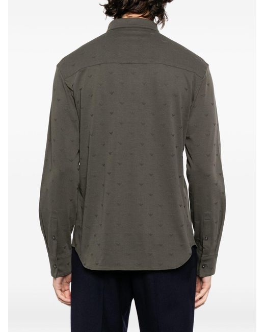 Emporio Armani Gray Logo Cotton Shirt for men