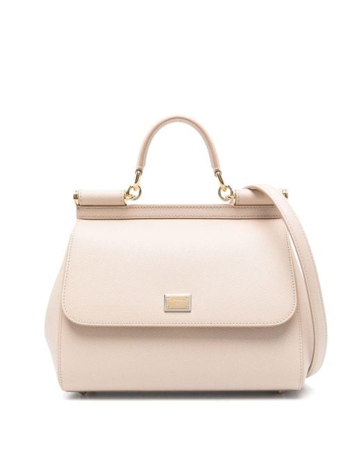 Dolce & Gabbana Natural Sicily Large Leather Handbag
