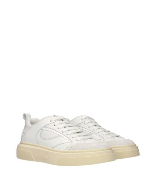 Ferragamo White Sneakers Cassina Leather/Light for men