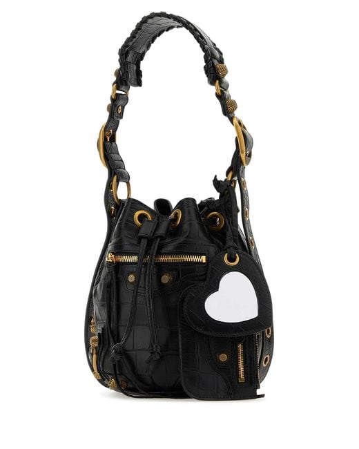 Balenciaga Black Leather Le Cagole Xs Bucket Bag