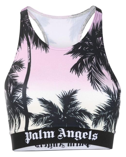 Palm Angels Palmgelen Bijgesneden Met Palmmotief in het Gray