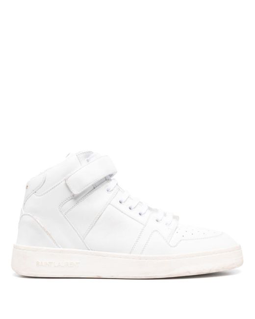 Saint Laurent Prsx Gerafelde Leren Sneakers in het White