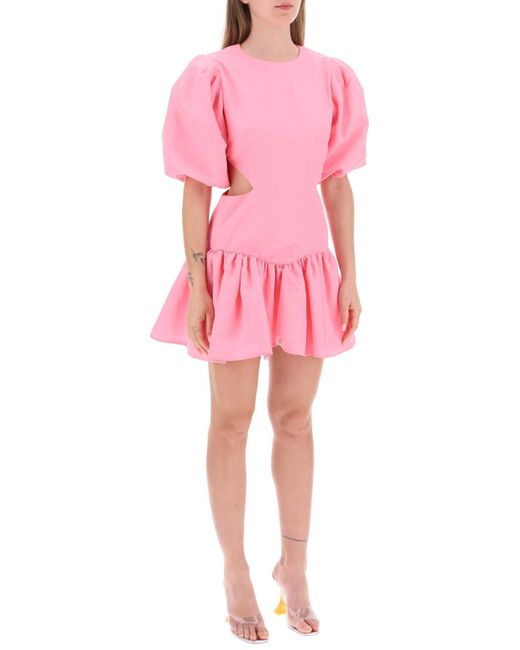 MSGM Pink Mini -Kleid mit Ballonärmel und Ausschnitten