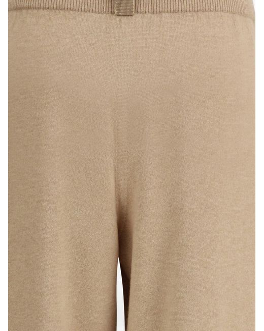 Fabiana Filippi Natural Ribbed Jewel-Detail Trousers