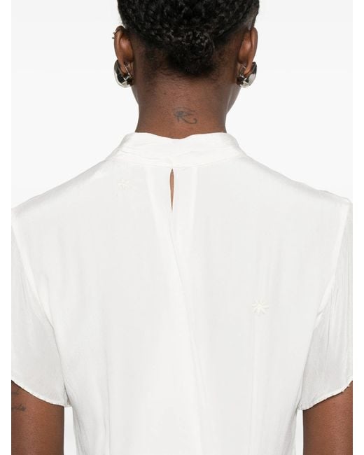 Forte_forte White Abito Crepe De Chine Ricamo "Iris Velvet"