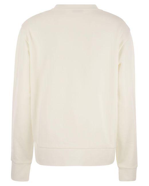 Moncler White Logo Sweatshirt mit Kristallen