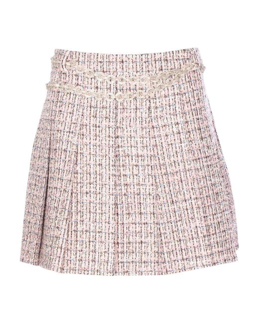 Self-Portrait Rokken ,Roze ,Tweed Tweed Geplooide Rok in het Pink