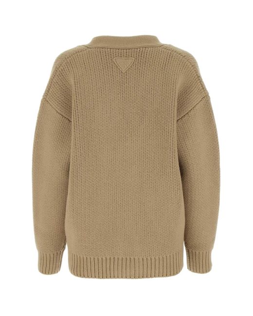 Prada Natural Cappuccino Wool Blend Oversize Cardigan