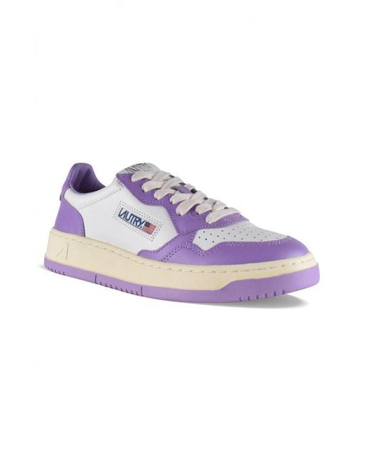 Autry Purple And Lilac Two-Tone Leather Medalist Low Sneakers