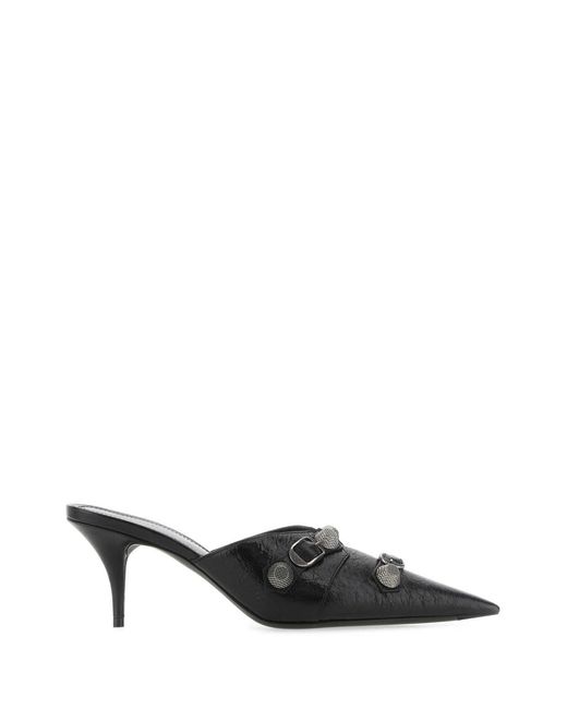 Balenciaga Black Leather Cagole Mules