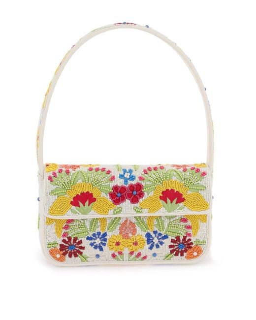 Staud White 'garden Party' Tommy Beaded Shoulder Bag