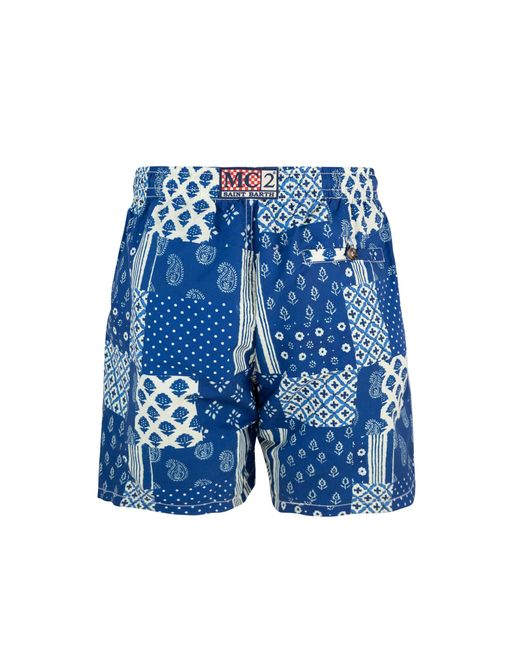 Mc2 Saint Barth Blue Costume Caprese Patchwork Blu