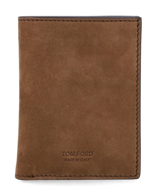 Tom Ford Brown Nubuck Leather Card Holder for men