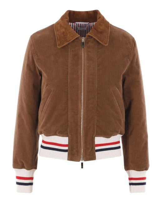 Thom Browne Brown Down Filled Cropped Flight Jacket