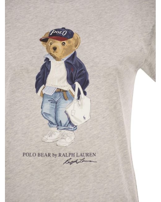 Polo Ralph Lauren White Cotton T-Shirt With Polo Bear Print