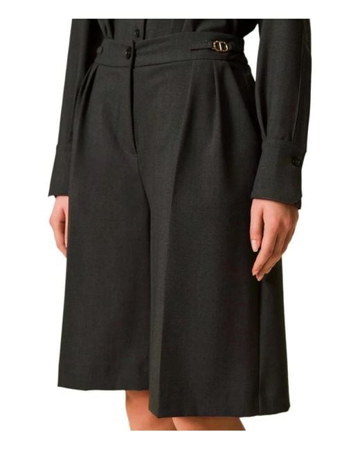 Twinset Black Anthracite Bermuda Shorts