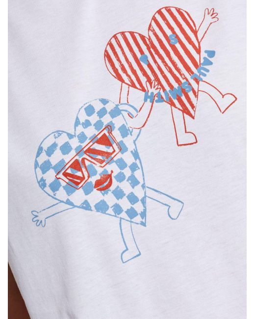 Paul Smith White T-Shirt mit Herz-Print